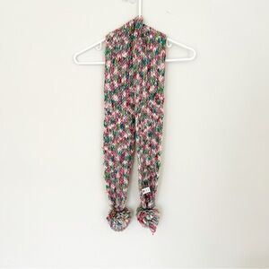 Handmade Multicolor Knit Pom Pom Scarf